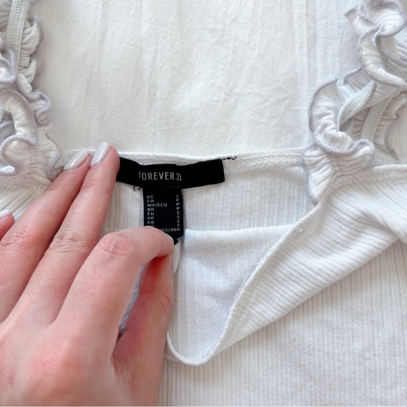 White Ruffle Strap Top - Picture 2 of 2